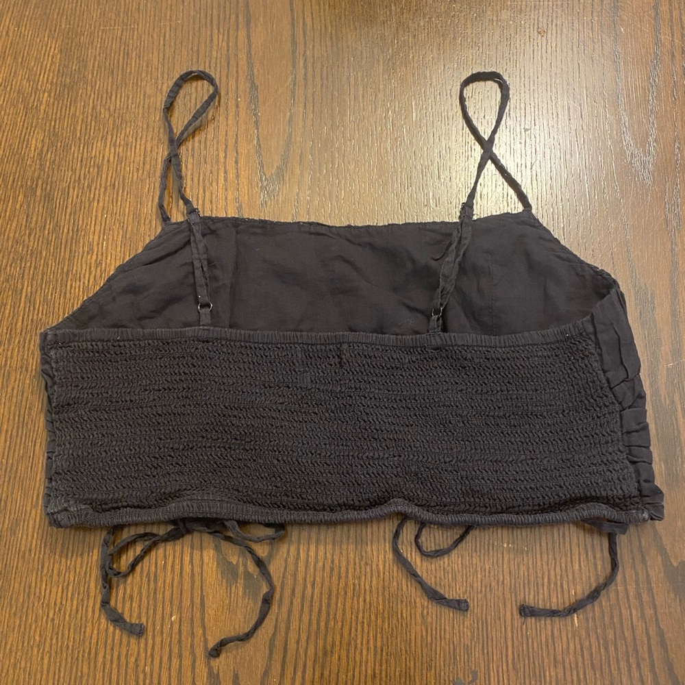 Urban Outfitters Black Drawstring Crop Top Size Large - Picture 3 of 4